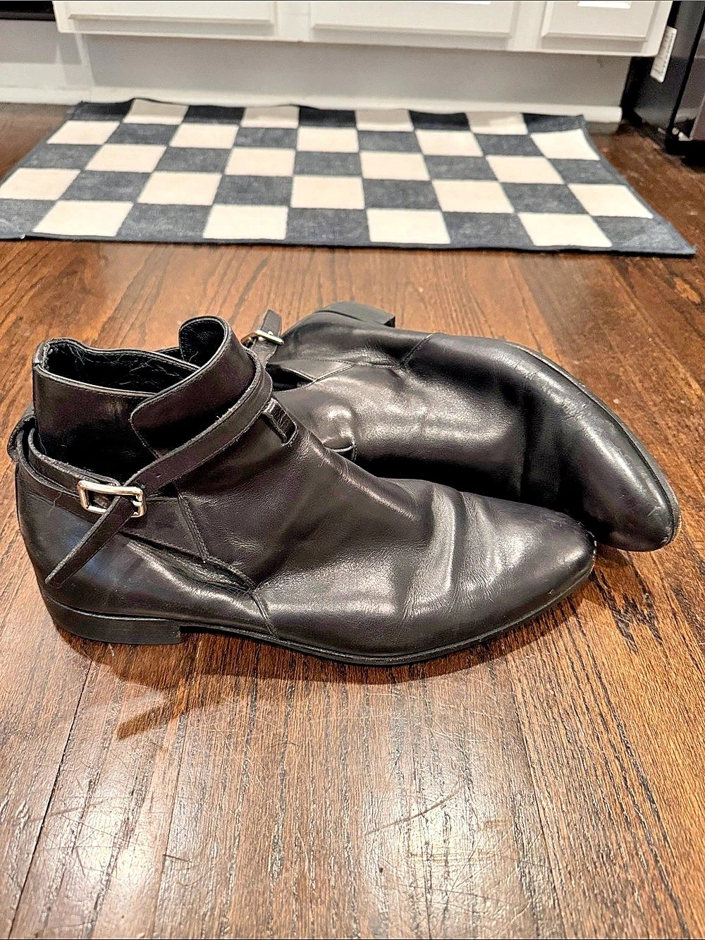 Men’s Vintage Prada Black Leather Jodhpur Buckle Ankle Boots Black US 11.5